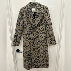Avec Les Filles Leopard Print Pea Coat